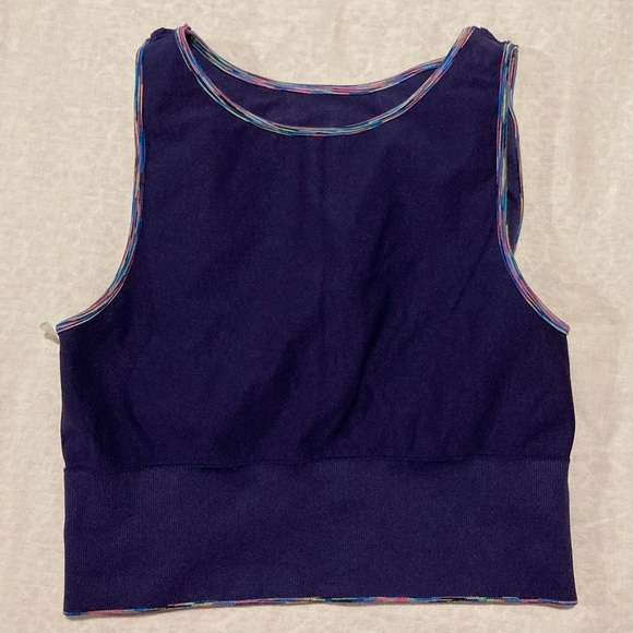 Maxxim Dark Blue Tank Top with Multi-Color Trim | Activewear - Picture 6 of 8